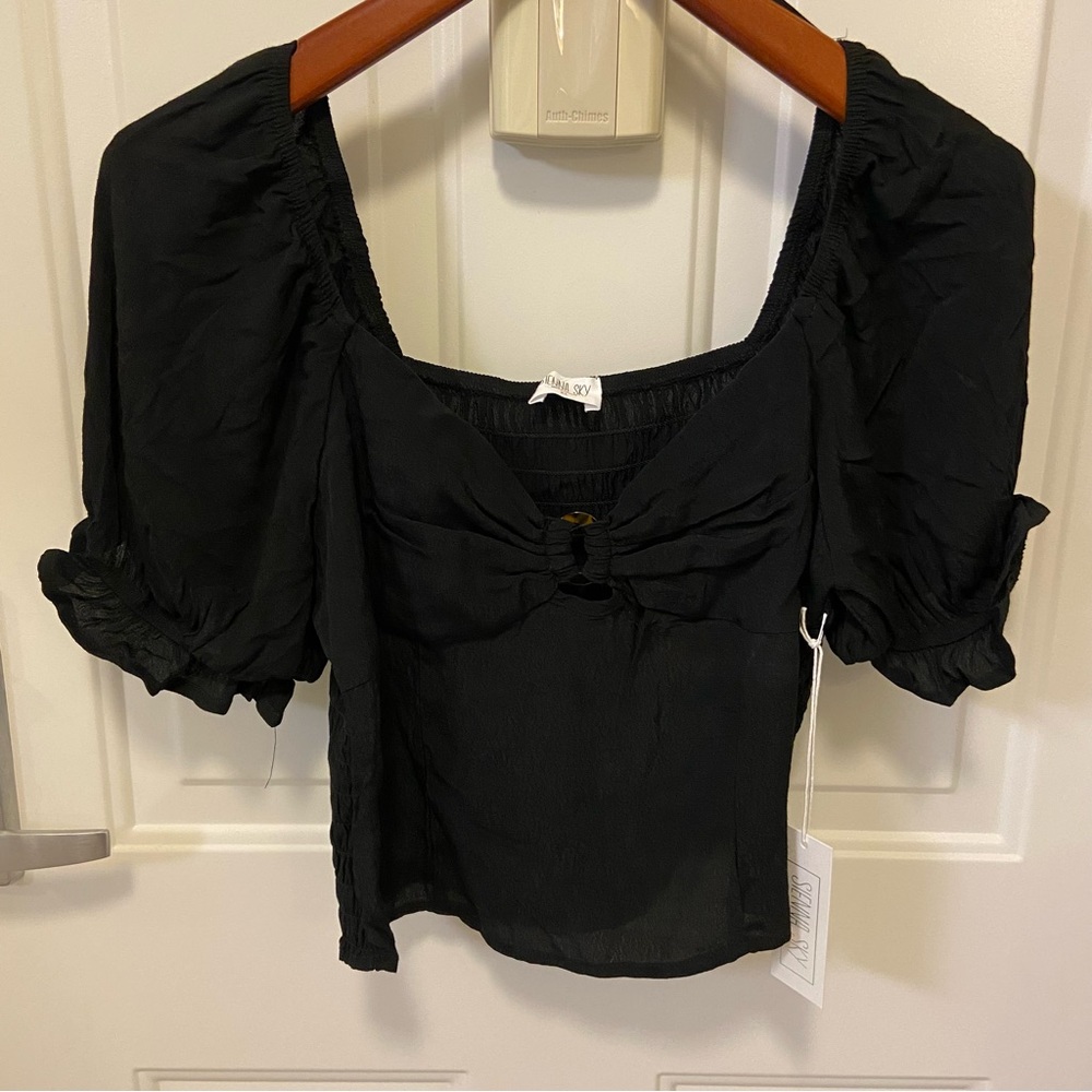 Sienna Sky Black Blouse with Knot Detail